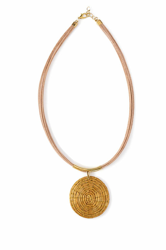 Golden Grass & Buriti Straw Necklace