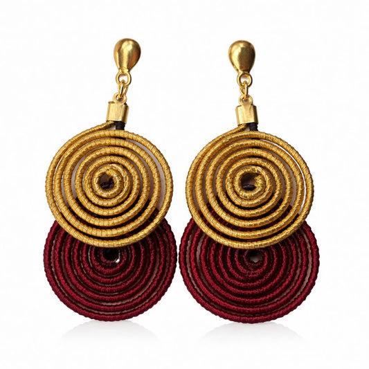 Golden Grass Double Spiral Earring