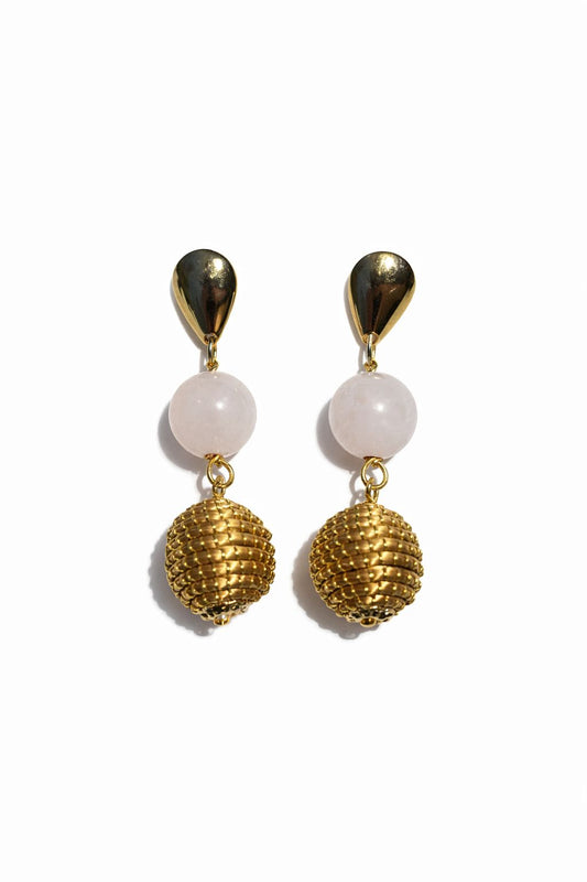 Golden Grass Drop Earring with Stones