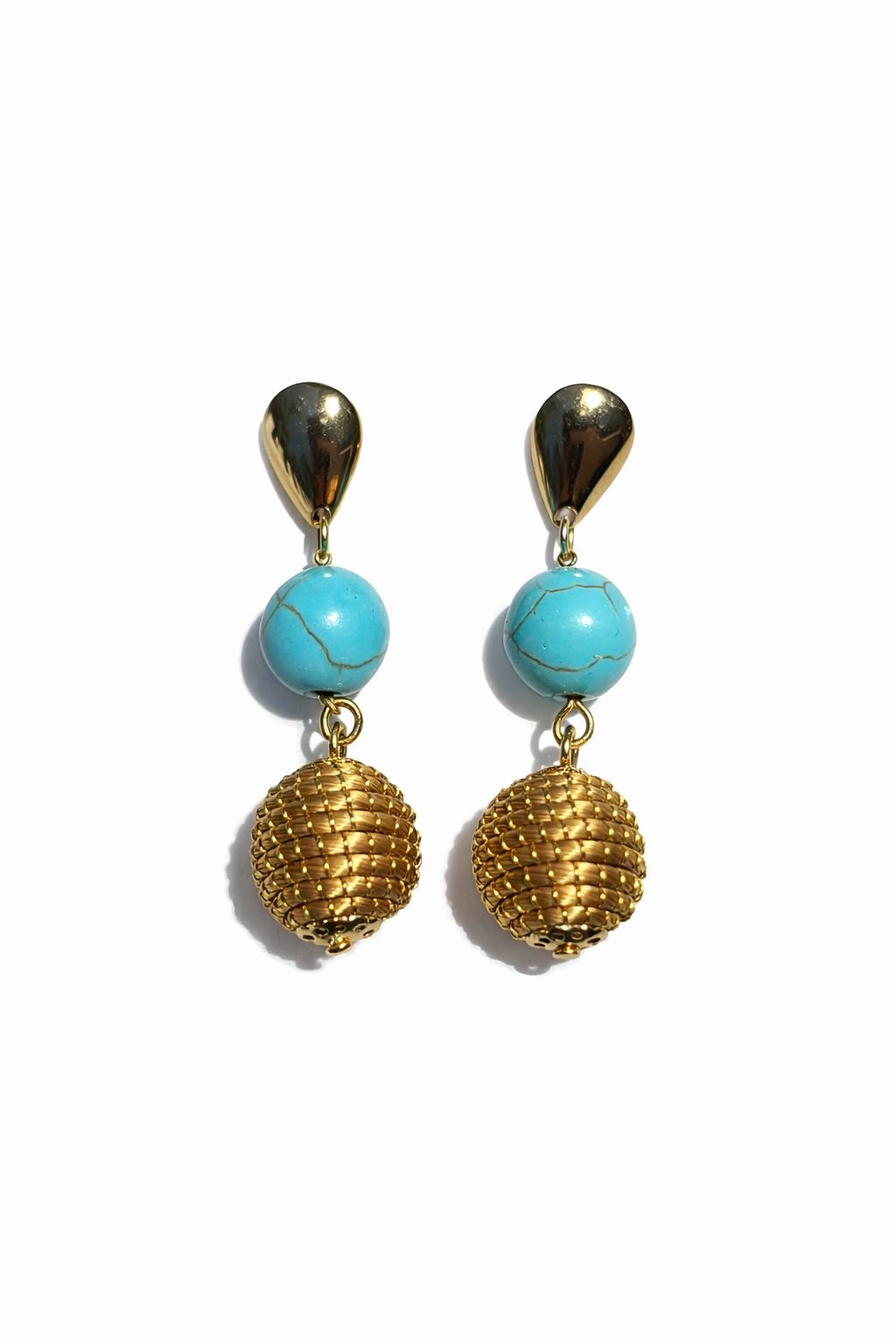 Golden Grass Drop Earring with Stones