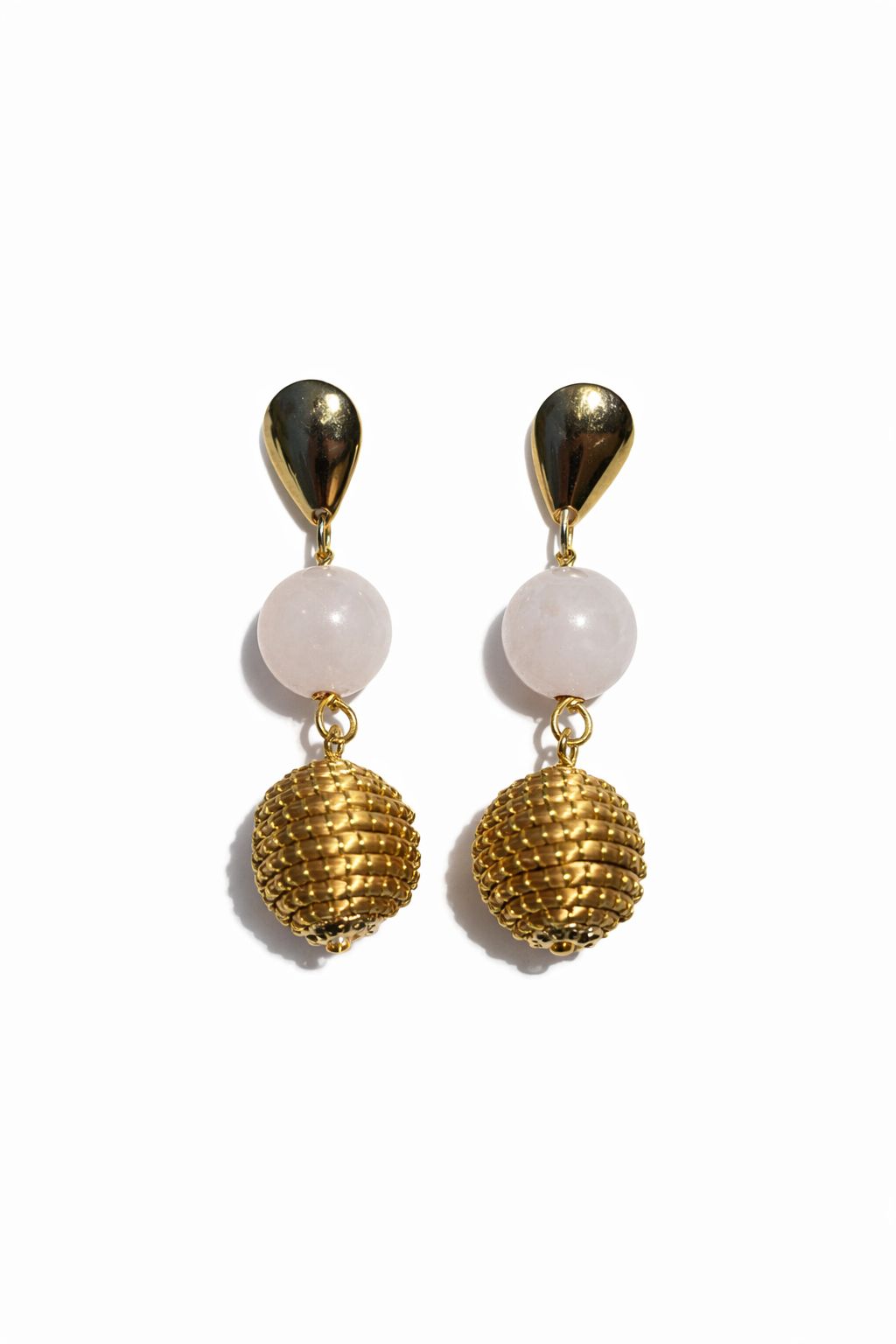 Golden Grass Drop Earring with Stones