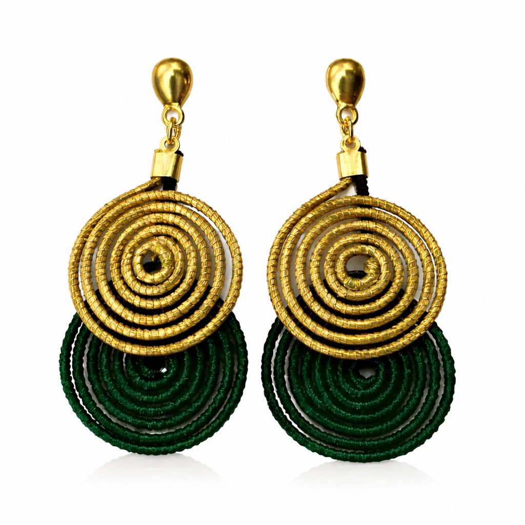 Golden Grass Double Spiral Earring