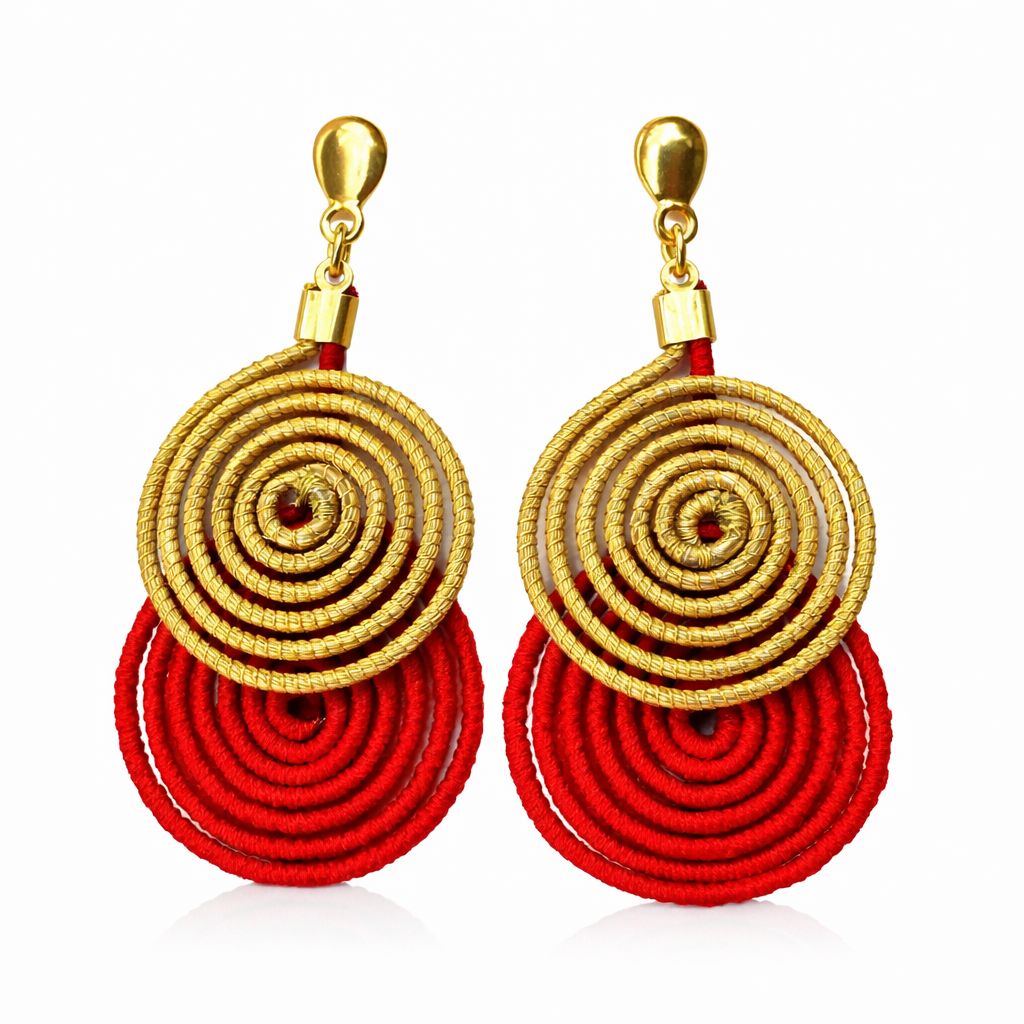 Golden Grass Double Spiral Earring