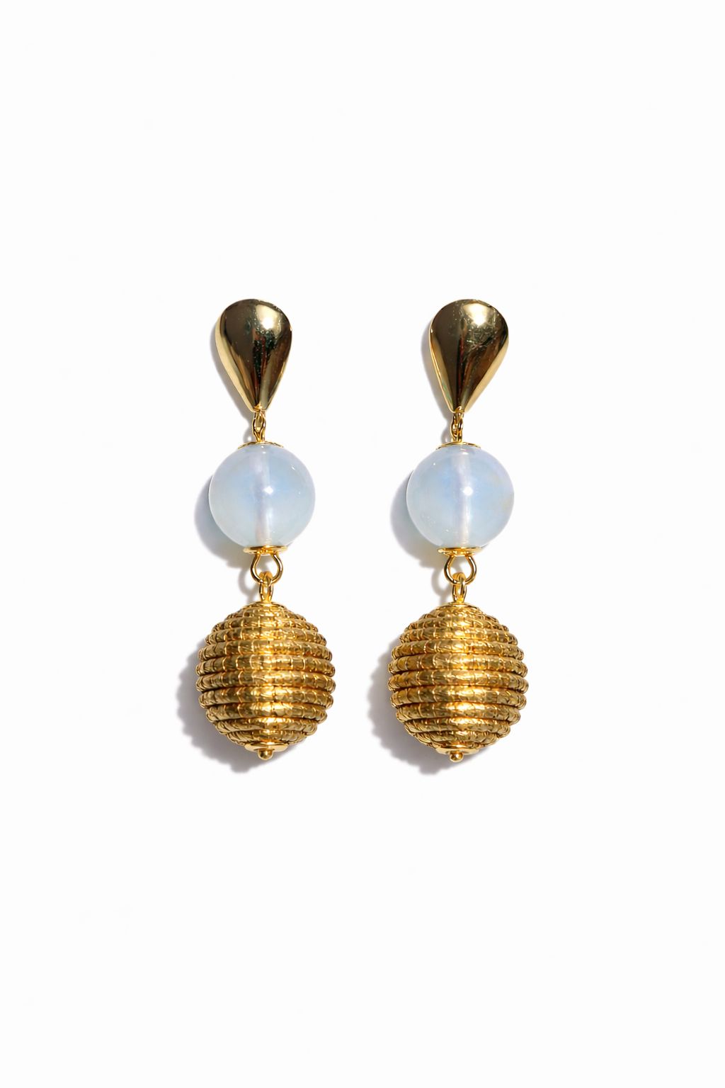 Golden Grass Drop Earring with Stones