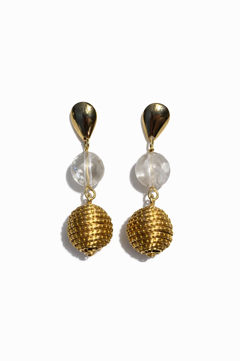 Golden Grass Drop Earring with Stones