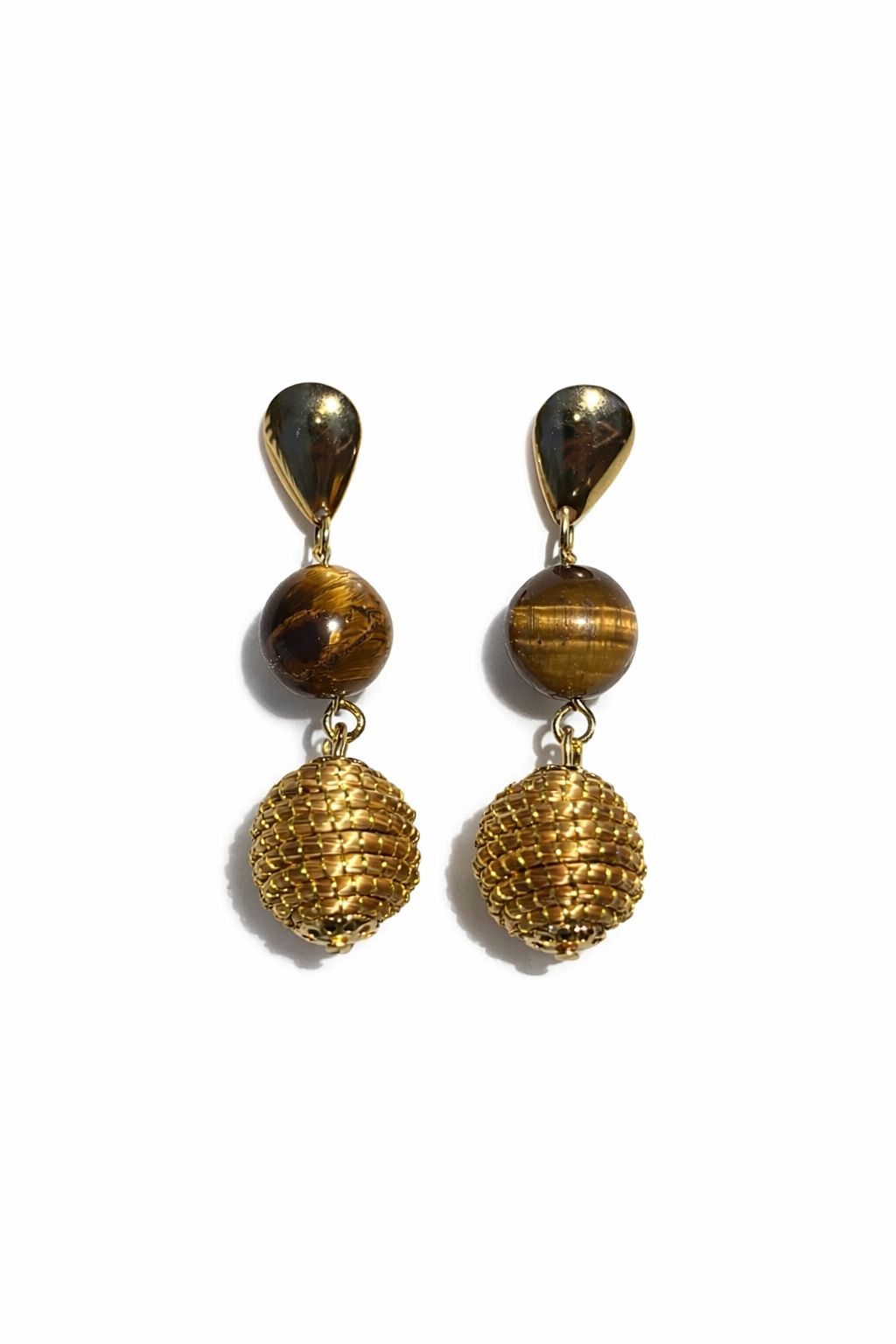 Golden Grass Drop Earring with Stones