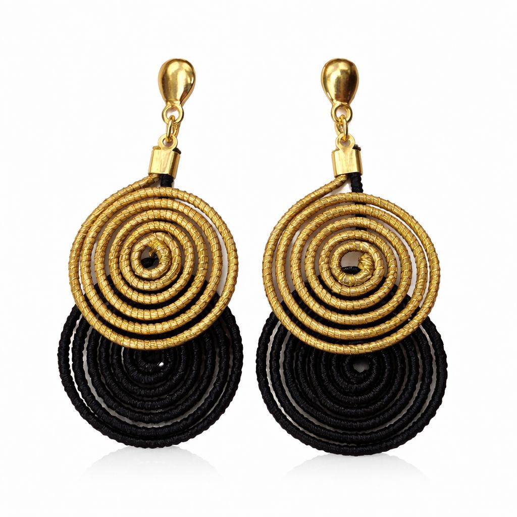 Golden Grass Double Spiral Earring