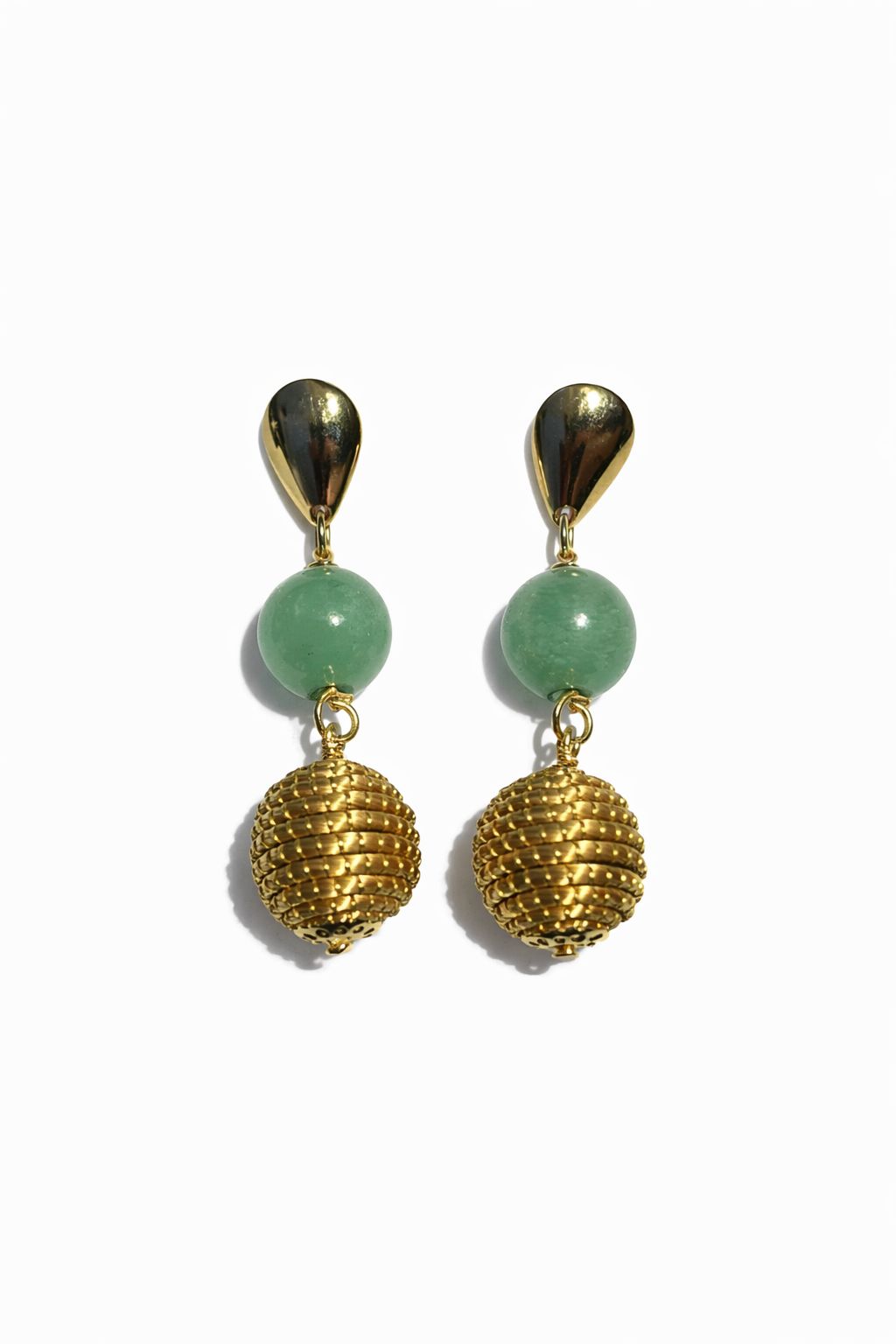 Golden Grass Drop Earring with Stones