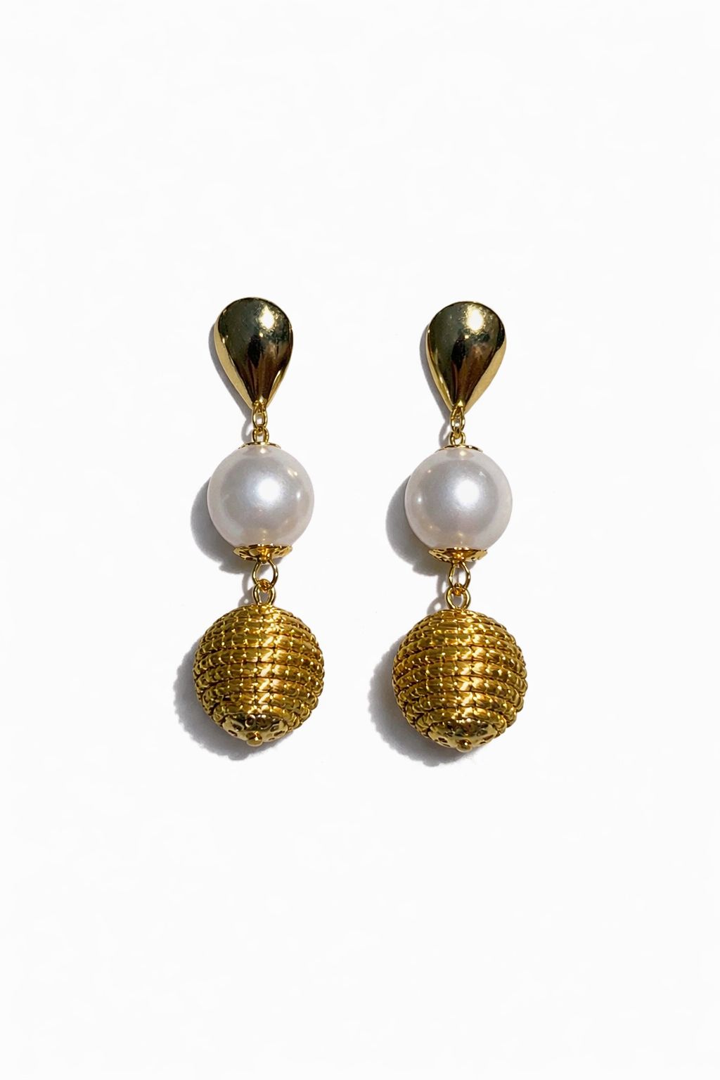 Golden Grass Drop Earring with Stones